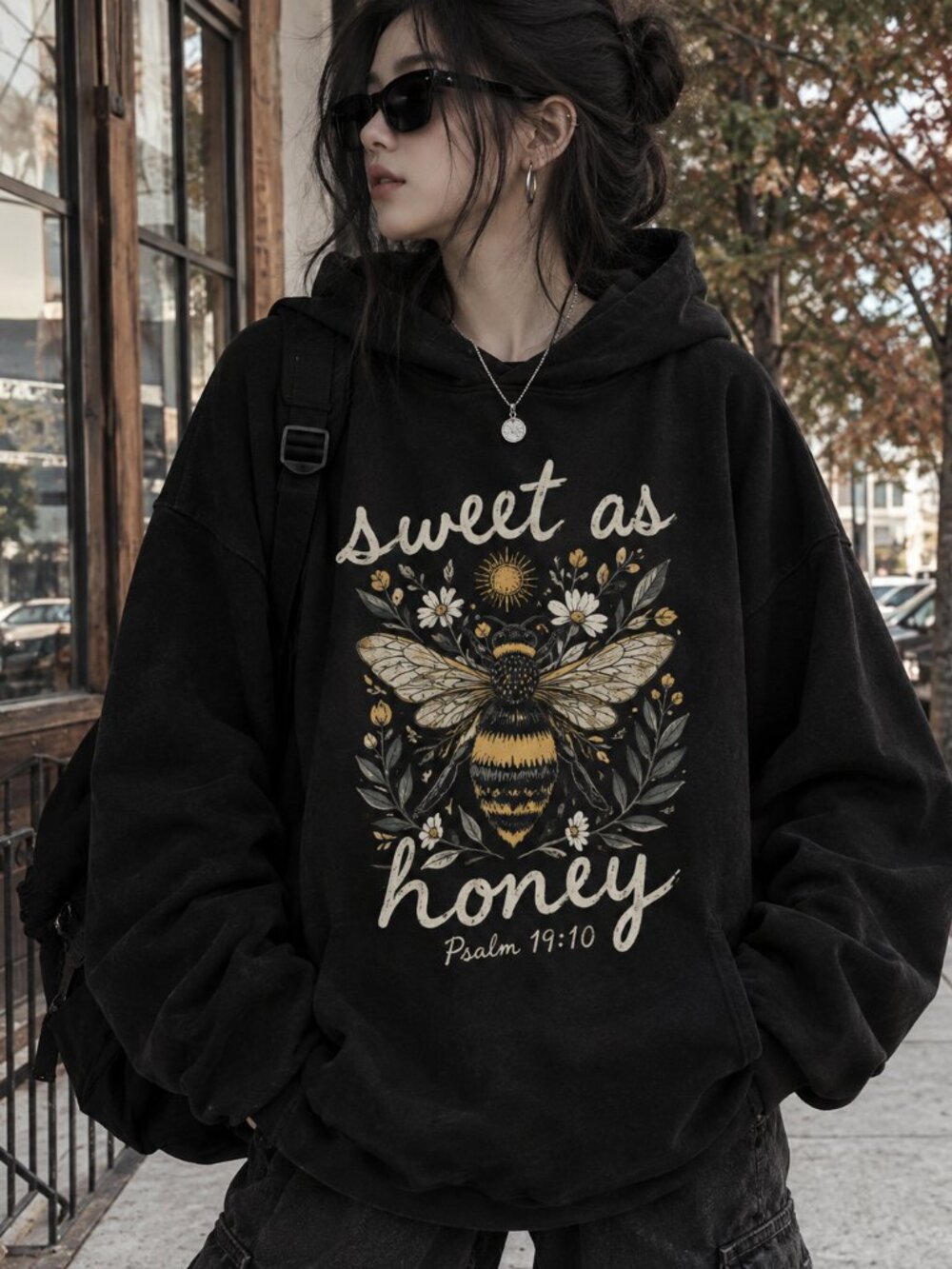 Sweet as Honey Christian Hoodie, Floral Faith Inspired Design